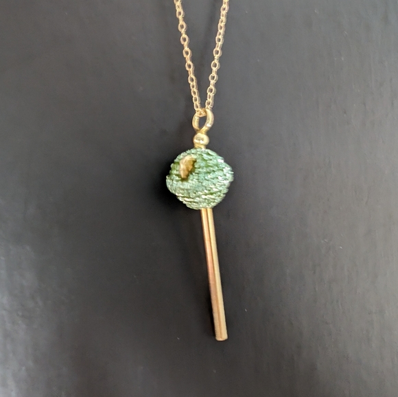 18k over sterling Peridot Lollipop Necklace - Picture 2 of 3